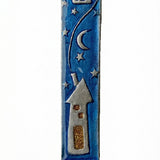 High-resolution image of an elegant pewter mezuzah case with intricate details, set against a white studio background emphasizing craftsmanship and design.