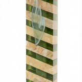 Elegant Jerusalem stone and glass mezuzah with detailed Hebrew engravings, perfect for home doorways for blessing and tradition.