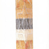 Handcrafted Jerusalem stone Mezuza with engraved star of David in triangular shape, measuring 3 7/8 inches tall with intricate details.