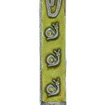 Pewter Summer Rain Mezuzah featuring grass motifs, hand-painted with enamel, designed for Jewish home doorways, includes space for a 4-inch scroll.