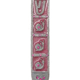 Pewter mezuzah featuring a rainy day scene with three charming snails in hand-painted enamel, designed for home blessing and door decoration.