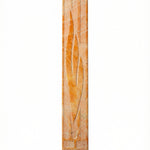 Large 26-inch tall Mezuzah made from Jerusalem stone, featuring Hebrew inscriptions and decorative motifs, displayed on a white studio background with a soft reflection.