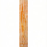 Large 26-inch tall Mezuzah made from Jerusalem stone, featuring Hebrew inscriptions and decorative motifs, displayed on a white studio background with a soft reflection.