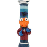 Handmade Israeli Mezuzah featuring The Great Gonzo, 4 inches tall, with detailed Hebrew engravings and decorative motifs, on a white studio background.