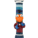 Handmade Israeli Mezuzah featuring The Great Gonzo, 4 inches tall, with detailed Hebrew engravings and decorative motifs, on a white studio background.