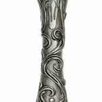Decorative mezuzah crafted from pewter with Swarovski stones, featuring The Great Wave design, suited for doors with a white studio background and soft reflection.