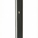 Sleek black silver-striped aluminum mezuzah with screw cap, suitable for outdoor use, made in Israel, measuring 5.5 inches with mounting tape.