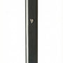 Sleek black silver-striped aluminum mezuzah with screw cap, suitable for outdoor use, made in Israel, measuring 5.5 inches with mounting tape.