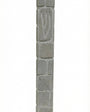 High-quality handcrafted Jerusalem stone mezuzah with carved Shin symbol, textured natural grey stone, in a white studio background with soft reflection.