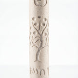 Close-up of elegant cream Tree of Life Mezuzah showcasing detailed craftsmanship