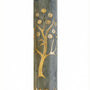 High-resolution Jerusalem Stone Mezuzah featuring vibrant tree of life and Hebrew inscription 'etz chaiim', with natural stone variations and detailed engravings in a clean studio setting.