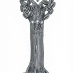 Elegant pewter Tree of Life Mezuzah with Star of David symbol, detailed engravings, and refined craftsmanship, on a clean white studio background.