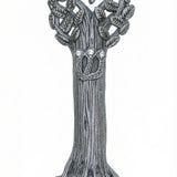 Elegant pewter Tree of Life Mezuzah with Star of David symbol, detailed engravings, and refined craftsmanship, on a clean white studio background.