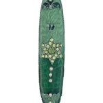 Turquoise Star of David Mezuzah made of pewter with enamel, measuring 4.5 inches tall, designed for home doorways, with detailed Hebrew symbols.