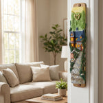 Realistic lifestyle scene featuring the Warm Welcome Home Mezuzah on a narrow interior doorway, highlighting its charming house design and warm décor.