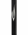 large black acrylic outdoor mezuzah case made in Israel with an elongated sculpted silver Hebrew Shin