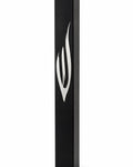 large black acrylic outdoor mezuzah case made in Israel with an elongated sculpted silver Hebrew Shin