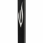 large black acrylic outdoor mezuzah case made in Israel with an elongated sculpted silver Hebrew Shin