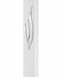Large white acrylic outdoor mezuzah cover with a polished silver Hebrew Shin letter, made in Israel, suitable for indoor and outdoor use