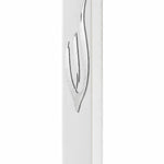 Large white acrylic outdoor mezuzah cover with a polished silver Hebrew Shin letter, made in Israel, suitable for indoor and outdoor use