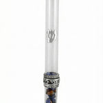 Elegant wedding glass mezuzah with sterling silver wedding ring, engraved Hebrew words Ani L’dodi V’dodi Li mezuzah
