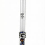 Elegant wedding glass mezuzah with sterling silver wedding ring, engraved Hebrew words Ani L’dodi V’dodi Li mezuzah