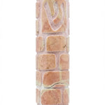 High-resolution image of handcrafted Western Wall design Mezuzah made from Jerusalem stone, showcasing natural texture and detailed Hebrew engravings.