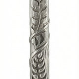 Wheat Land Mezuzah made of pewter, measuring 4.1/4 inches tall, designed for home doorways, with detailed Hebrew engravings and decorative motifs.