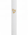 Timeless white and gold acrylic outdoor mezuzah case with a raised Hebrew Shin letter for 6-inch scrolls.