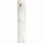Precise image of a classic white marble outdoor aluminum mezuzah with Hebrew Shin on a pure white background, showcasing its design and craftsmanship.