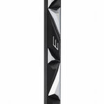 Center-front high-resolution studio photo of the exact black and silver aluminum mezuzah on a pure white background, showing all hardware.
