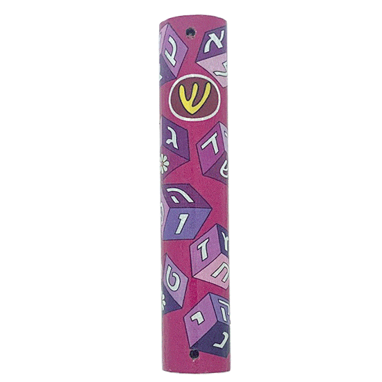 Aleph Bet Mezuzah-Pink