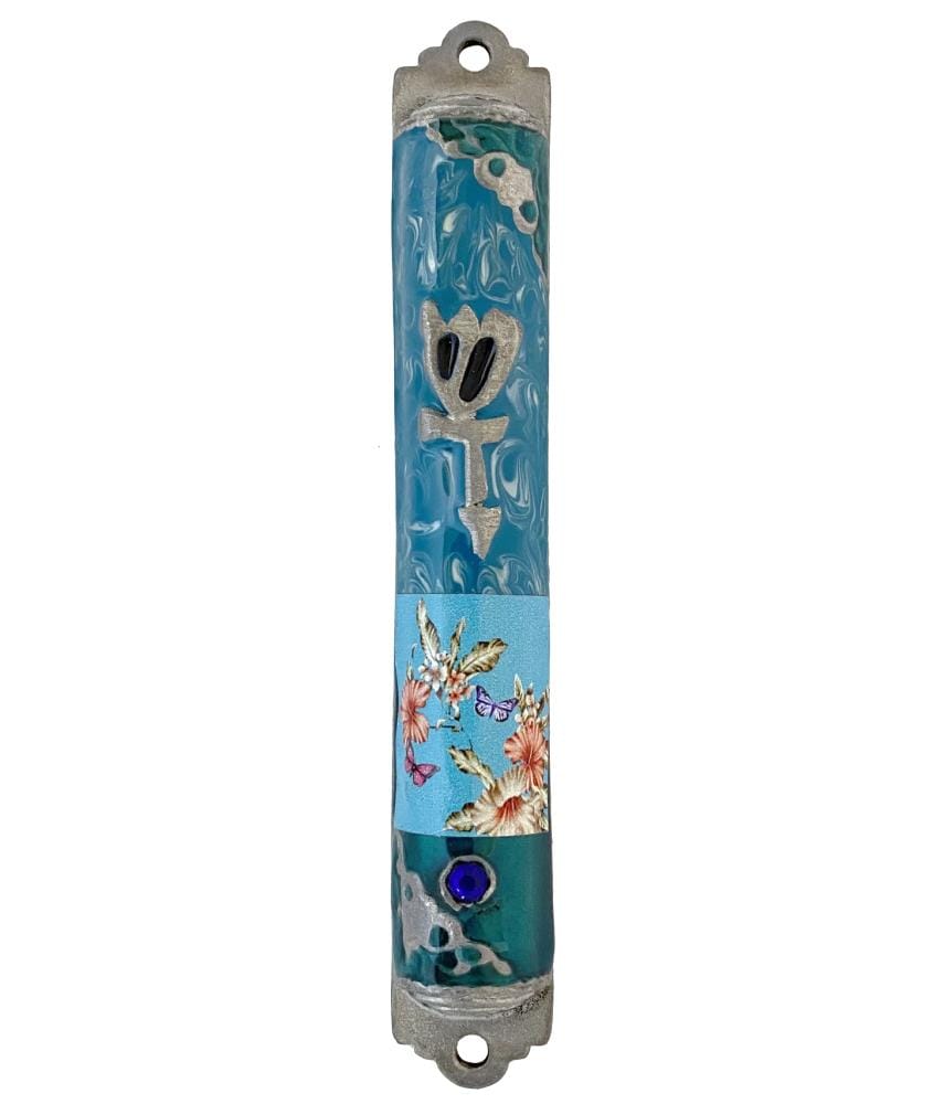 Blue Butterfly Mezuzah