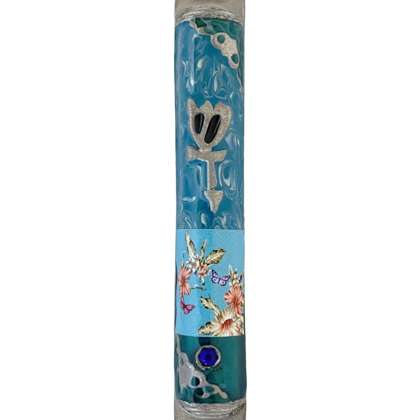 Blue Butterfly Mezuzah
