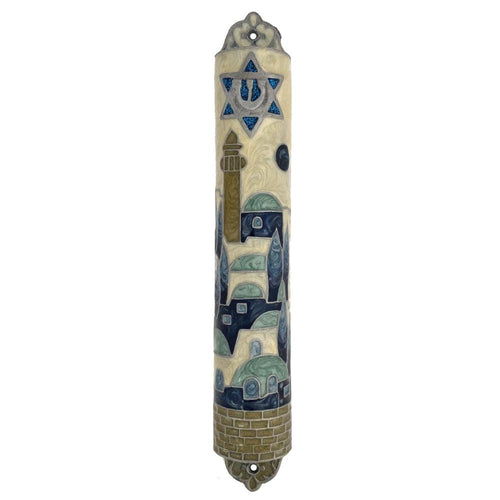 Blue Jerusalem Mezuzah