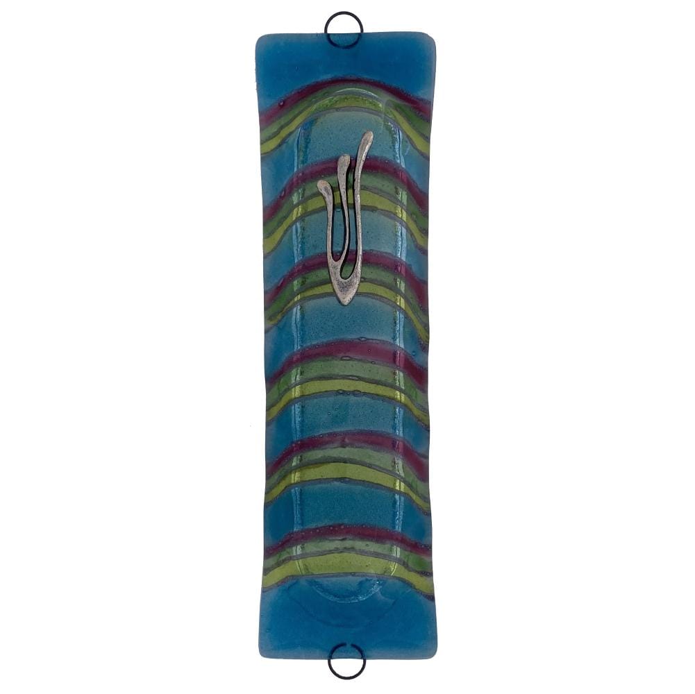 Blue Lagoon Glass Mezuzah