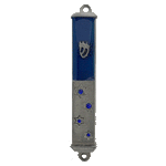 Blue Stars Pewter Mezuzah