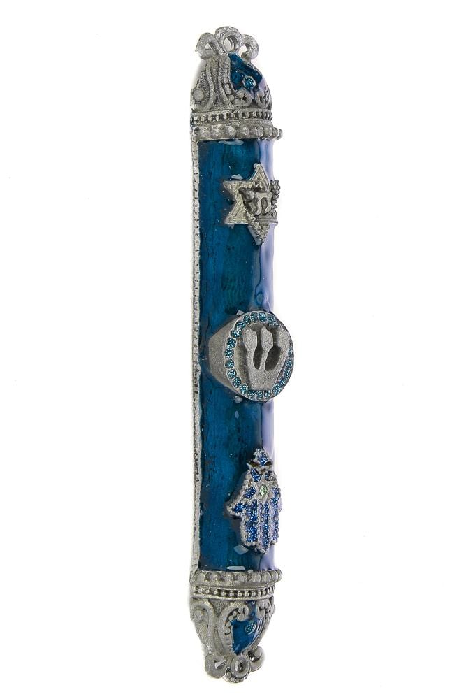 Chai Mezuzah-Blue