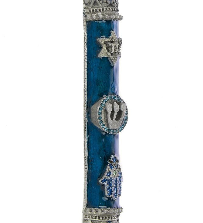 Chai Mezuzah-Blue