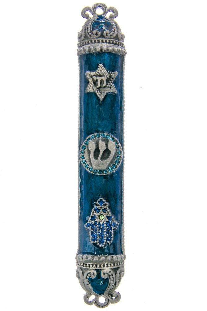 Chai Mezuzah-Blue