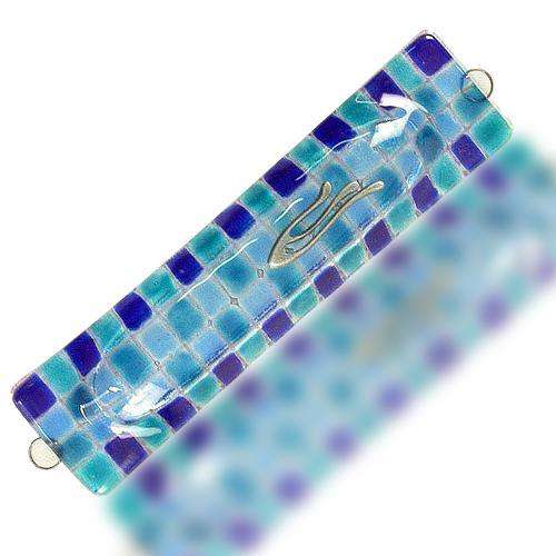 Checkers Glass Mezuzah