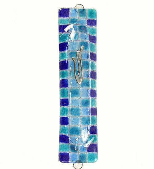Checkers Glass Mezuzah