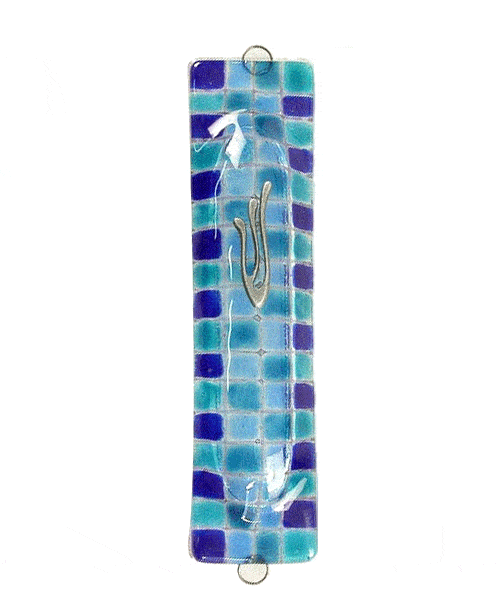 Checkers Glass Mezuzah