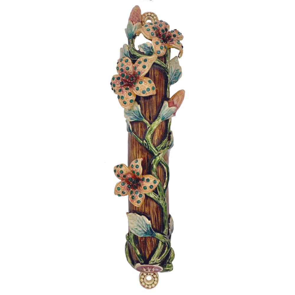 Colorful Flowers Mezuzah - Extra Large