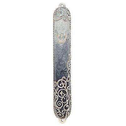 Elegant Swirls Mezuzah - Blue