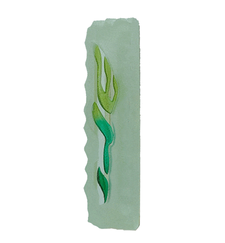 Frosted Glass Mezuzah Green