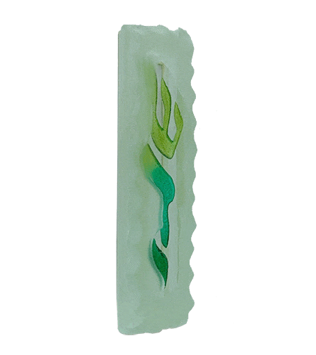 Frosted Glass Mezuzah Green