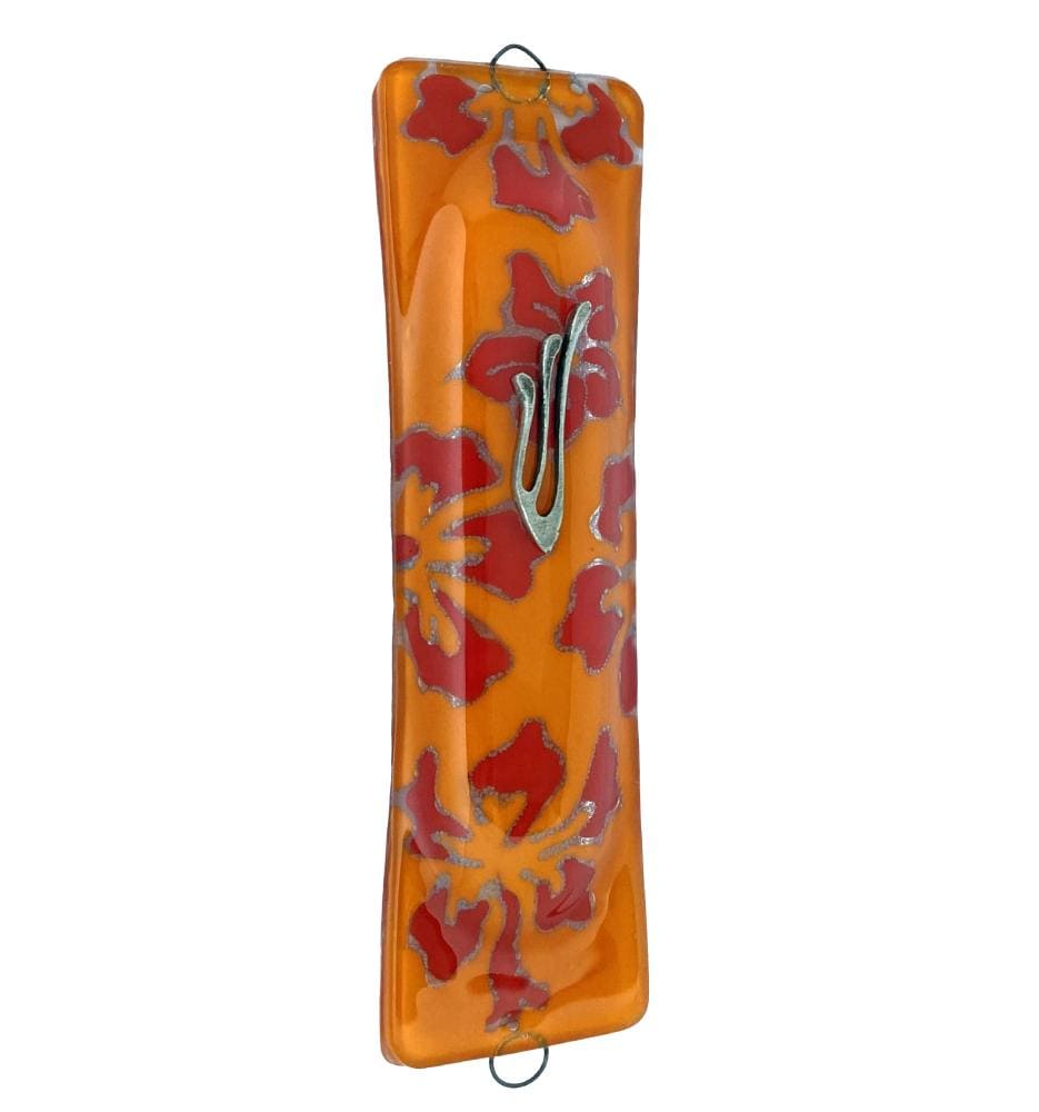 Glass Art Mezuzah- orange