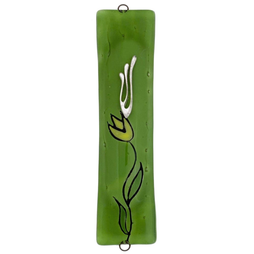 Green Flower Mezuzah