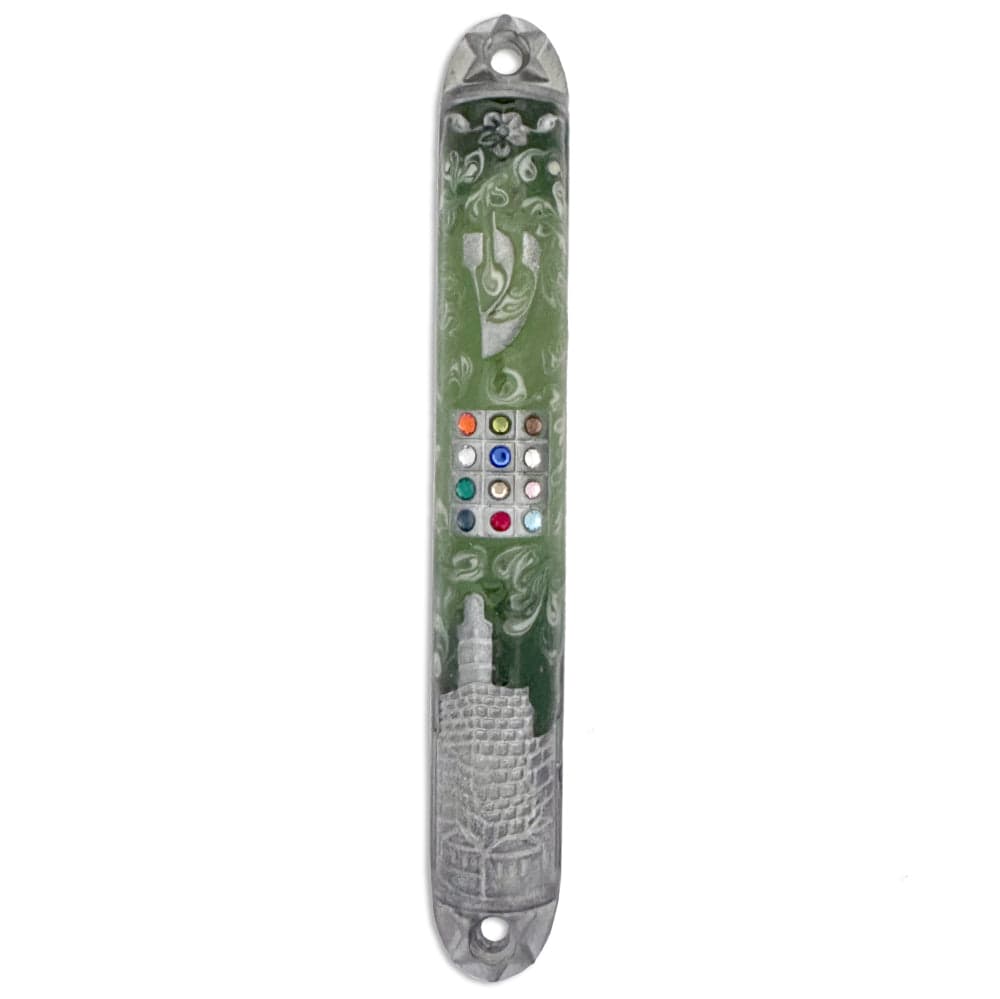 Green Jerusalem Mezuzah